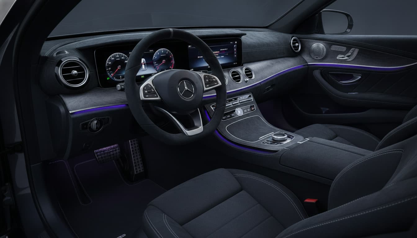 Перетяжка салона Mercedes E-Class в алькантару: что учесть